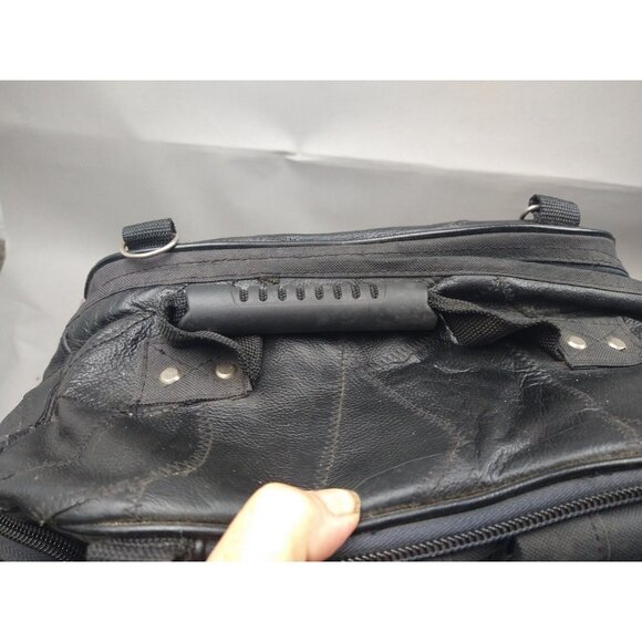 Leather Motorcycle Pack LIVE TO RIDE Buffalo Diamond Plate - Backpack 🔥 - Picture 12 of 13